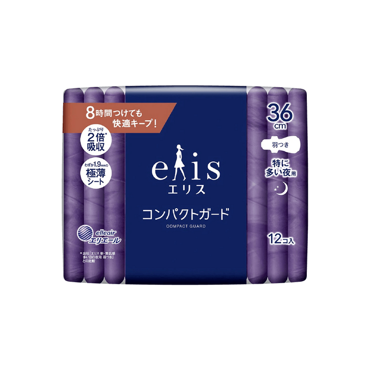 エリス 羽付きコンパクト生理用ナプキン、サイズ6、12枚入り - Yami