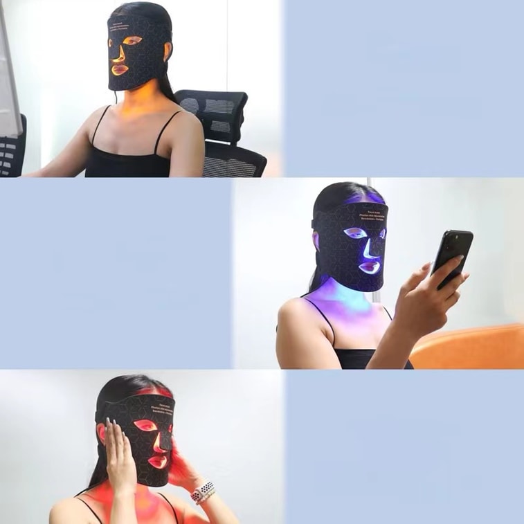 중국 KAKUSAN 새로운 실리콘 뷰티 마스크 광자 회춘 악기 분광계 여드름 회춘 미용 기기 블랙 1개 8