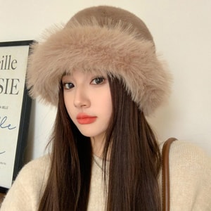 New Temperament Warm And Cold Proof Ear Protection Plush Fisherman Hat Camel F