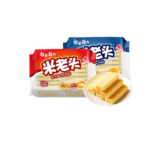 Mi Lao Tou Taiwan Province Flavor Rice Crisp 156g Brown Rice Roll Corn Sandwich Snack Egg Yolk Flavor.