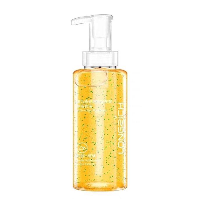 [중국 직배송] 롱리치 뱀담즙 유황 진드기 제거 샤워젤, 액체 비누, 진드기 제거, 오래 지속되는 향기, 남녀 공용, 등드름 완화, 380ml/병