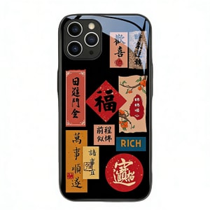 Character Mobile Phone Case for iPhone 15 Pro With The Words Black 1PC FBMQC