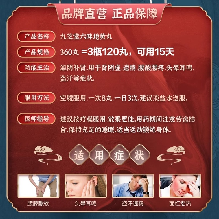 【中国直邮】 九芝堂 六味地黄丸 520丸 1盒 补肾 男士补精强肾  专科用药 阴虚肾虚 4