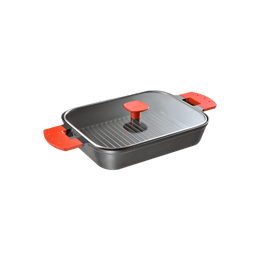 Steam Grill with Glass Cover #Red