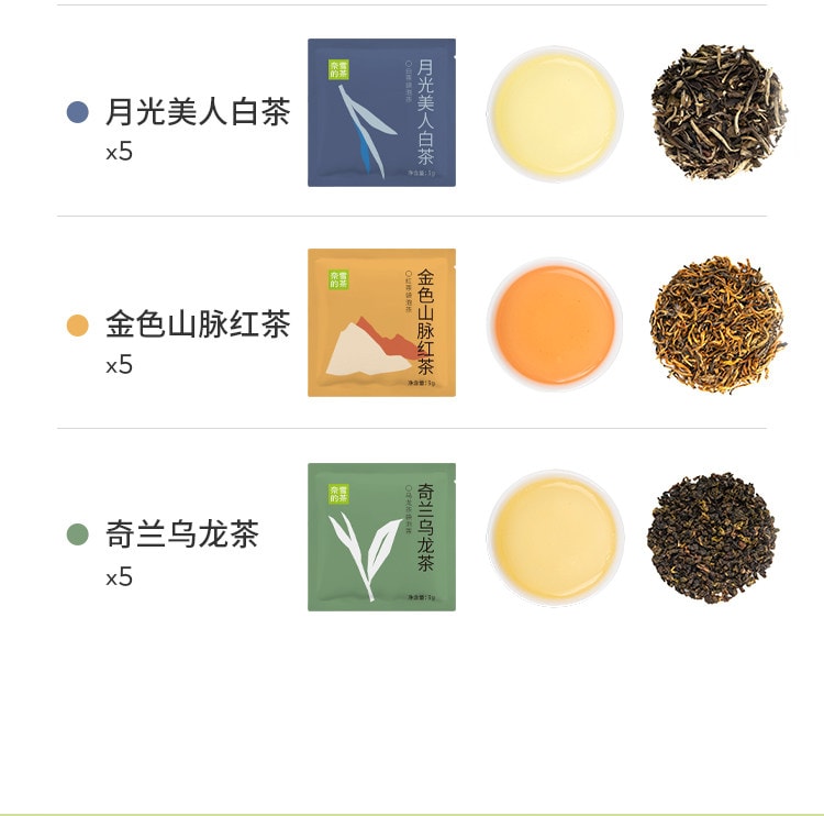 【中国直邮】 奈雪的茶 奈雪茶之旅茶礼盒【金牡丹红茶x5+鸭屎香单丛茶x5+月光美人白茶x5+金色山脉红茶x5+奇兰乌龙茶x5】82.5g*1盒