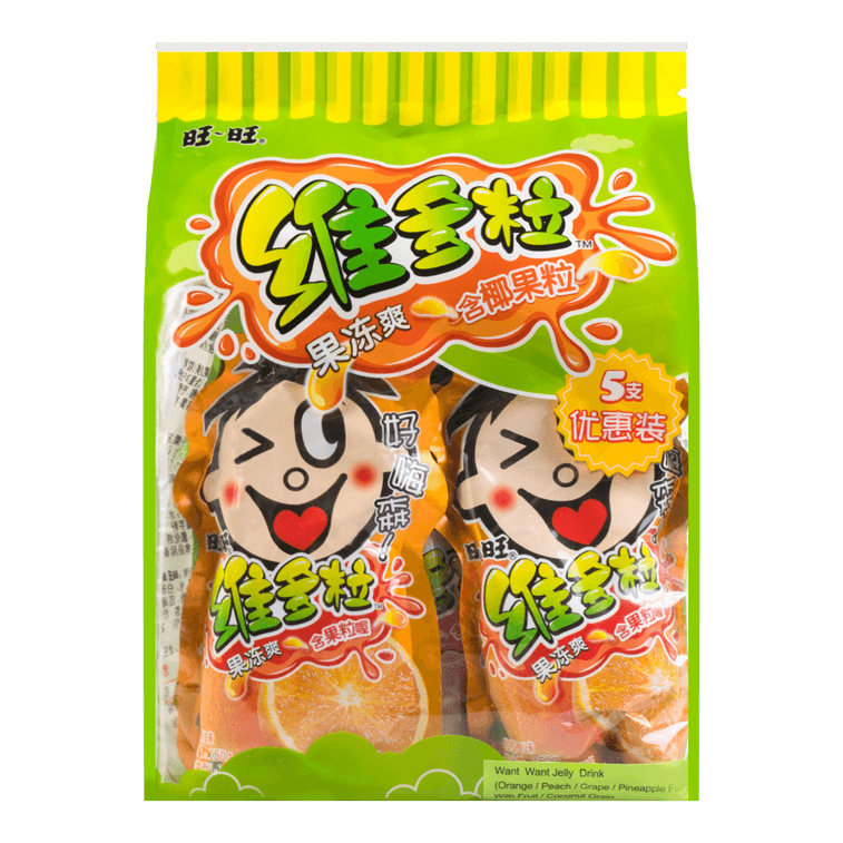 台湾旺旺 维多粒果冻爽 5支优惠装 750g 口味随机发放 9
