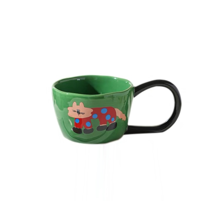 Cocoolette Cartoon Big Handle Ceramic Mug Cup For Breakfast Office Home Cup # Green 1 piece