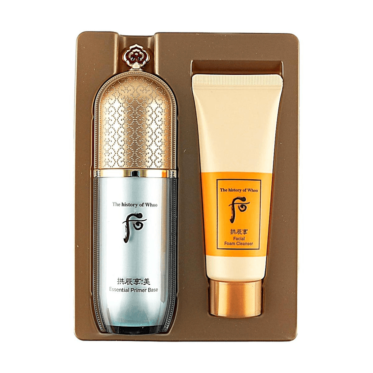 에센셜 프라이머 베이스 스페셜 세트, 수분 메이크업 프라이머 & 모공 커버 베이스 40ml + 페이셜 폼 클렌저 3