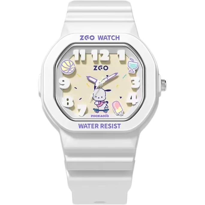 【中国直邮】 正港 手表  女款学生 三丽鸥 儿童 电子防水-白色-帕恰狗-1个 *|预计到达时间3-4周