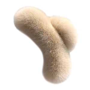 French High-End Sense Large Real Rex Rabbit Fur Plush Claw Clip Hair Accessory, Milk Tea, Large 1Piece