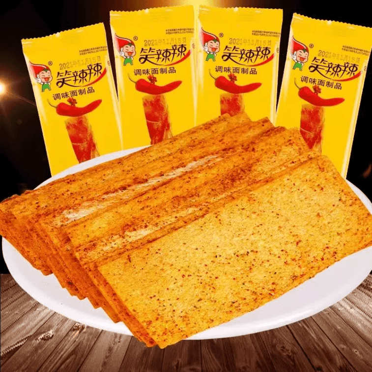 Laughing Spicy Indian Flying Pancake Spicy Strips Dry Spicy Slices Hard Crispy Large Spicy Slices Vintage Childhood Nostalgic Leisure Snacks 14g * 10 packs 3