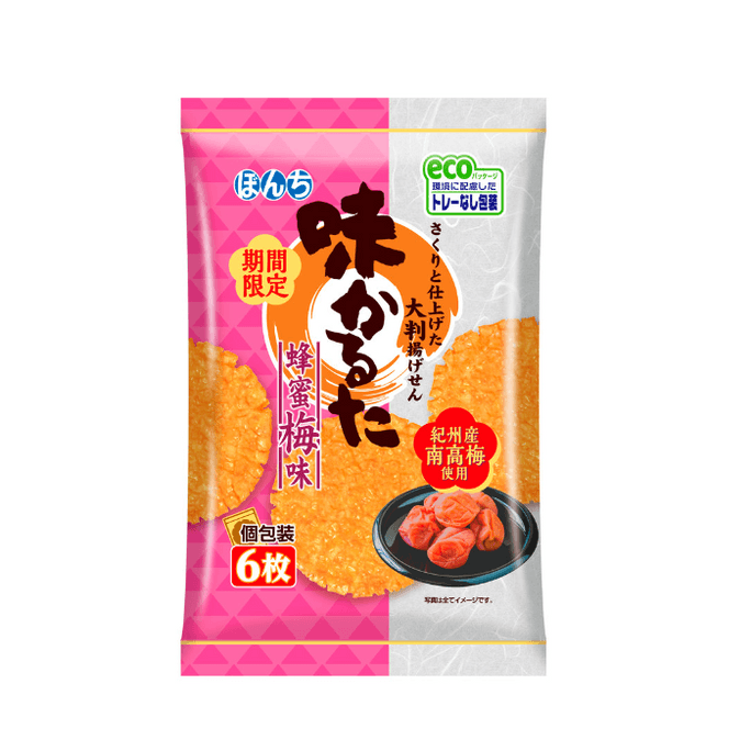 【日本直邮】 日本 BONCHI 蜜梅子味 仙贝米饼 6枚