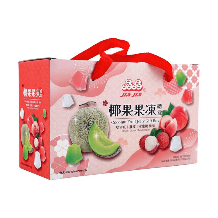 台湾直邮】 晶晶椰果果冻礼盒哈密瓜+荔枝+水蜜桃味1100g - 亚米