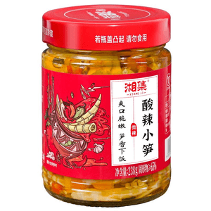 [중국에서 온 다이렉트 메일] 샹지 새콤달콤 죽순 즉석밥 장아찌 봄 죽순 다진 고추장 야채 부드러운 죽순 채 썬 장아찌 칠리소스 238g*1캔