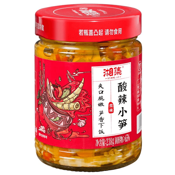 【中國直郵】湘集 酸辣小筍即食下飯泡菜春筍剁椒壇子菜嫩筍絲尖鹹菜辣椒醬238g*1罐