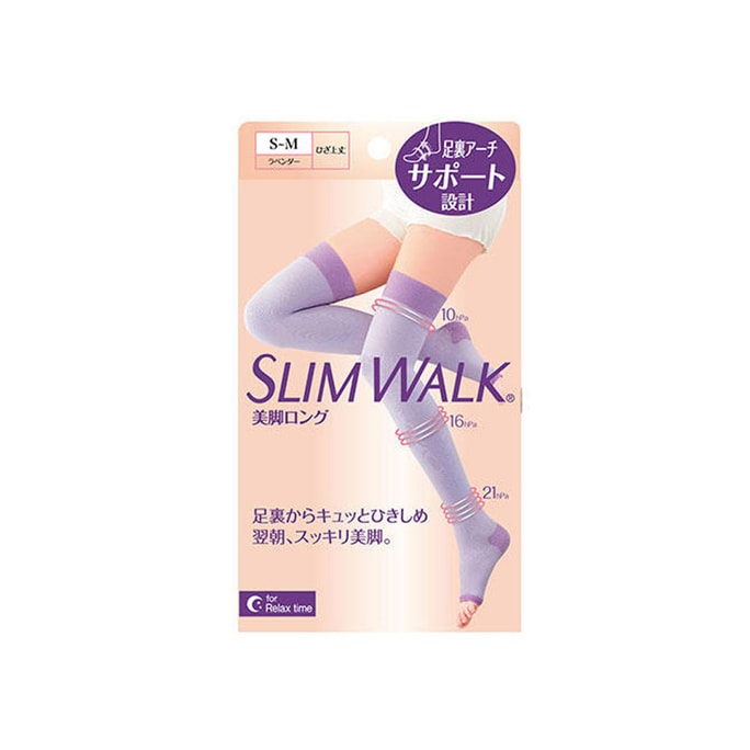 【日本直邮】SLIM WALK 3段压力睡眠美腿美脚长筒袜【S-M】脚22~24cm 身长145~160cm