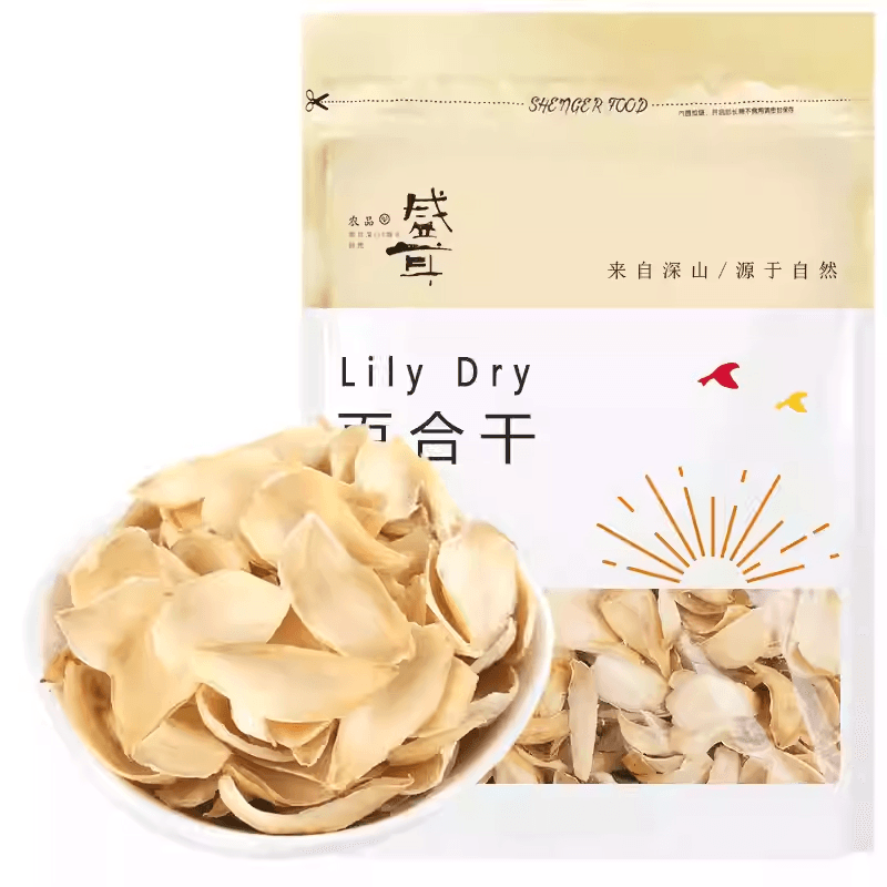 【中国直邮】 盛耳 百合干新鲜食用甜百合片泡水莲子银耳组合非特级干货特产100g*1包