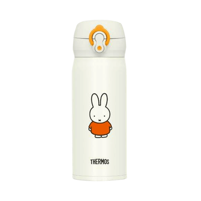 THERMOS 膳魔师||新版一触式轻量便携真空隔热保温杯JNL||白色米菲 400ml