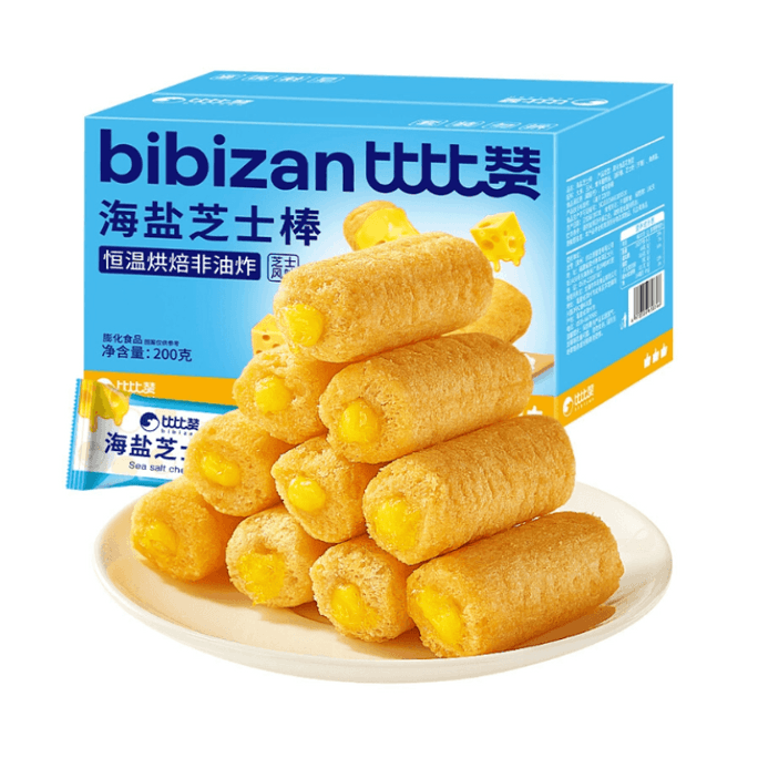[중국 직배송] 비비잔 해염 치즈 스틱 라이스롤 현미롤 스낵, 간편식, 아침 식사 대용, 식사 대용, 즉석 디저트, 200g*1박스