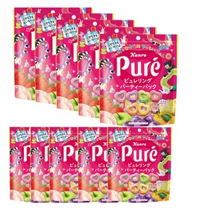 【日本直郵】KANRO甘樂 Pure超酸心形圈圈軟糖 什錦水果口味156g*10包【超值組合】