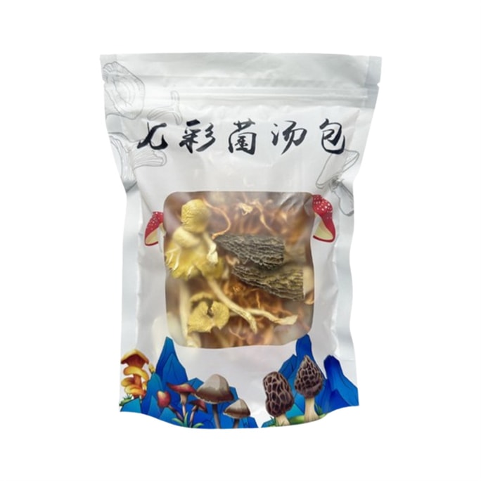Rainbow Mushroom Soup Pack Yunnan Soup Base Pack For Simmering Soup Morel Mushrooms, Deer Antler Mushrooms, Cordyceps Flower Dried Ingredients 100g