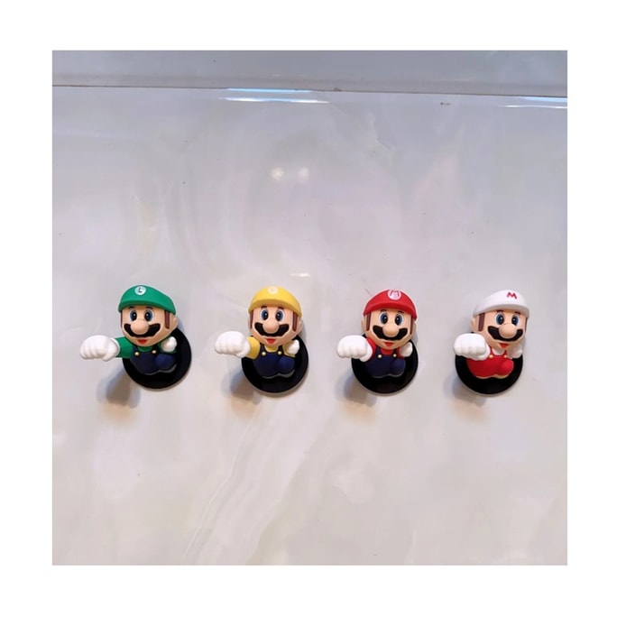 【中國直郵】 瑪利歐掛鉤免打孔擦手巾掛鉤紅/綠/白/黃混色*4個