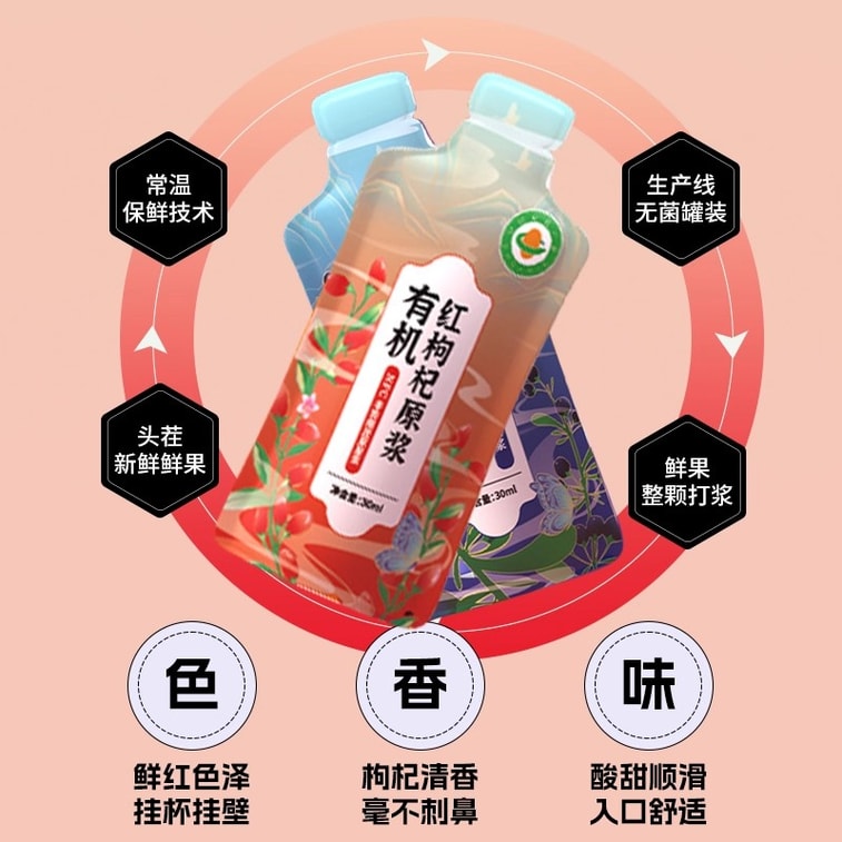 [글로벌 굿씽즈 페스티벌] 구아요 약초 블랙 구기자 주스 210ml [무설탕] 갓 짜낸 구기자 주스, 휴대하기 편리한 포장 [안토시아닌 풍부, 간 건강 보호 및 시력 개선, 피로 해소] 5