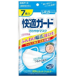 日本 白元HAKUGEN EARTH 白元 白元 白元 白元 白元 寬闊耳帶清新口罩 #中碼 7pcs