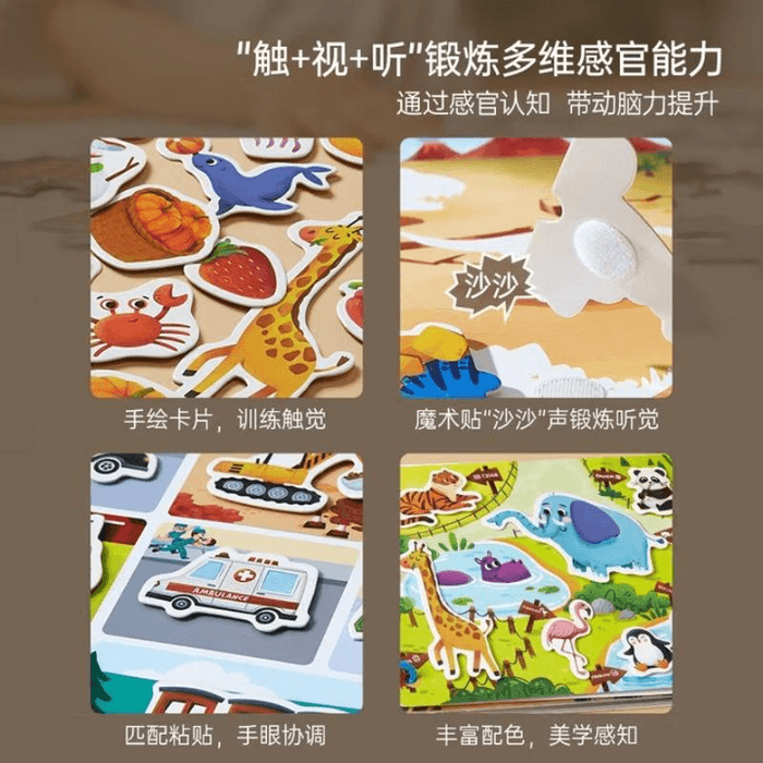 Beinsch Children's Quiet Sticker Book Velcro 2-3 Years Old 15 Themes 1 Book 3