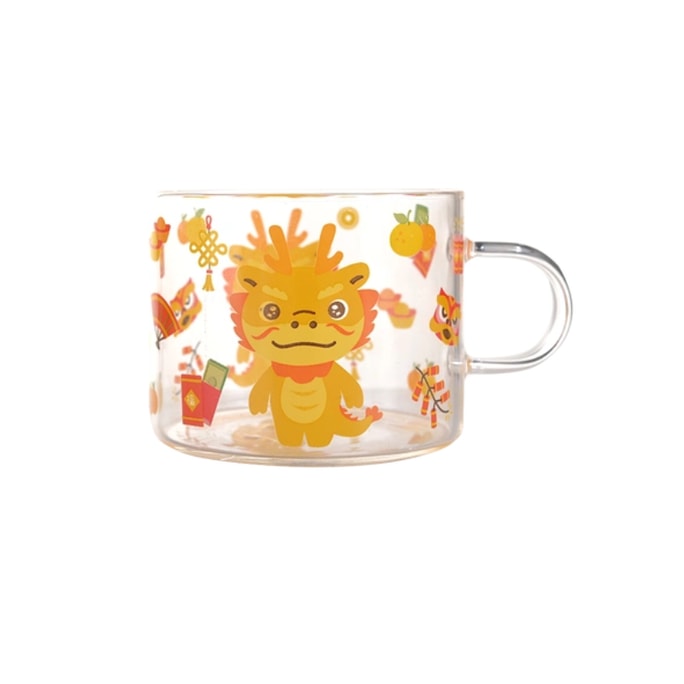 LIFEASE Cute Little Dragon New Year Cartoon Borosilicate Glass Cup