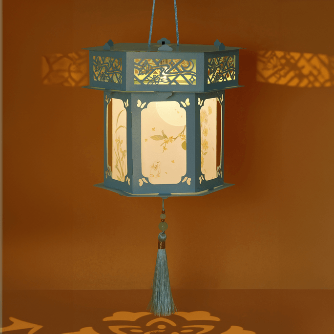 DIY Portable Palace Lantern Ancient Style Chinese Lantern Hanging Decoration Blue