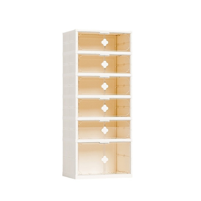 Six-Layer Large-Capacity Folding Storage Cabinet Installation-Free Shoe Rack White 1 Piece