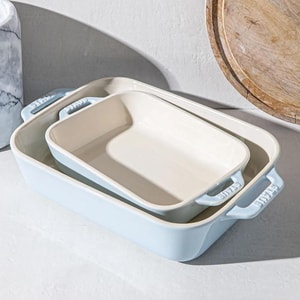 Ceramic Baking Trays (2-Piece Set), Macaron Color Series - Blue