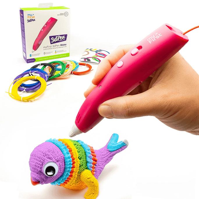 Starter Kit 3D Pen for Kids - myFirst 3dPen Make (Red) Rechargeable 3D Pen with 6 PLA Filament Colors