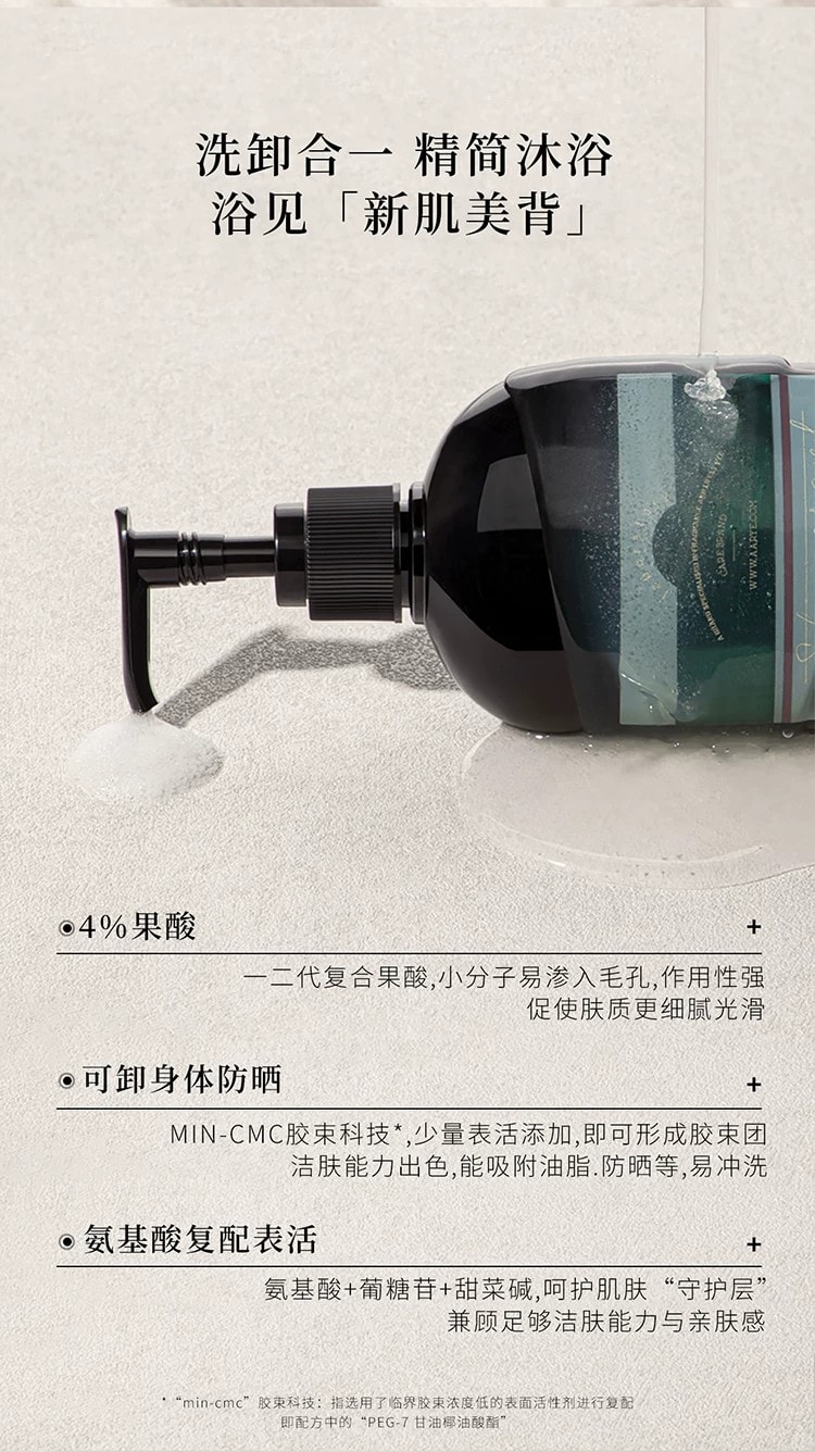【中国直邮】 安野屋 果酸沐浴露 白桃与绒 300g 持久留香保湿洗澡清洁控油沐浴液