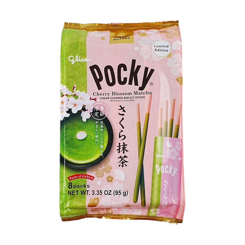 Japanese Sakura Matcha Pocky Cookie Sticks - 8 Packs