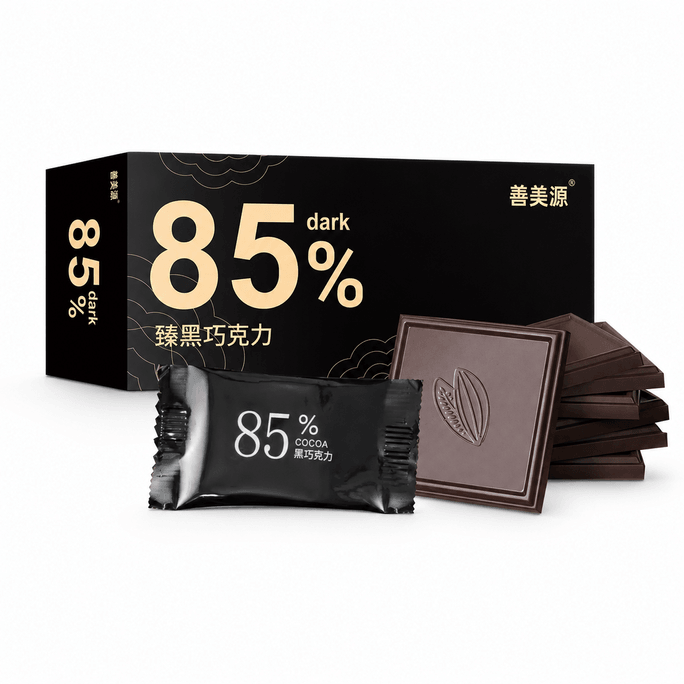 Shanmeiyuan Pure Dark Chocolate Cocoa Butter Russian Black Chocolate Block Independent Packaging Dark Chocolate [85% Concentrated Alcohol] 120g * 1 box