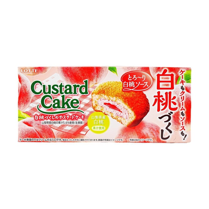 日本LOTTE樂天 夾心蛋糕派 早餐點心 白桃果醬夾心 6枚入