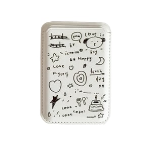 HSPMライン ハートベア マグネット式カードホルダー - マグネット式スマホケースと併用するか、iPhoneの背面に直接取り付けることができます。ホワイト（1個）