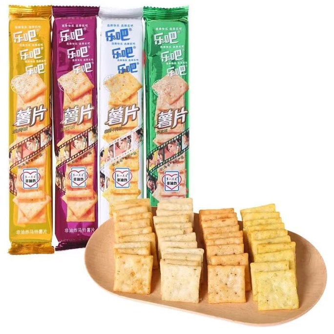 乐吧 薯片经典混合口味 童年零食回忆焙烤非油炸50g*4包