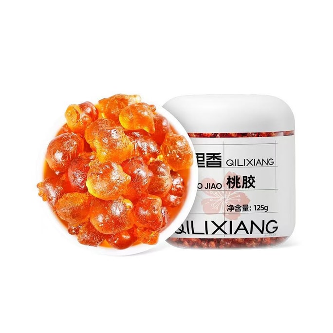 Qilixiang ピーチガム、ノーウォッシュ、不純物なし、高品質、125gボトル入り、鳥の巣の仲間