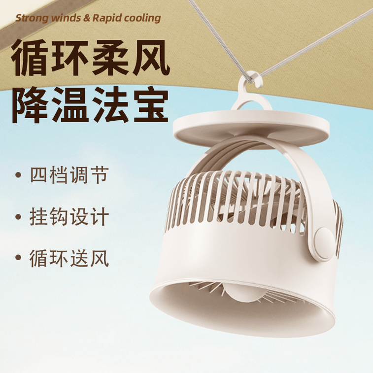 【一扇两用】ZAIWAN 在玩 桌面壁挂二合一双螺旋聚流风道超静音小型usb充电小风扇  皓月白(1件) 3