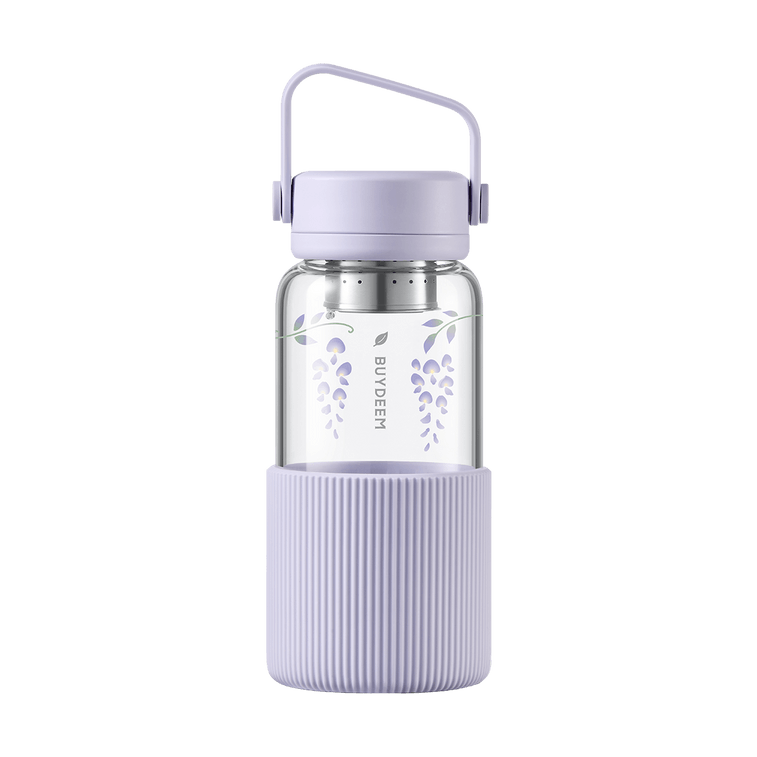 Portable Glass Tea Bottle, 630ml, Purple Wisteria CD1009 9
