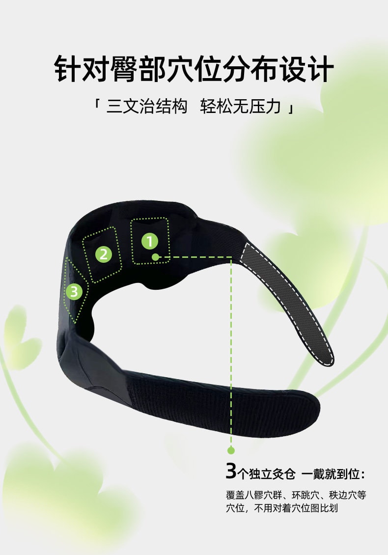 【中国直邮】 艾邑 艾灸臀部热敷神器坐灸人参龙脑臀灸贴八髎穴随身灸腰臀淤堵草本贴 黑色 一个装