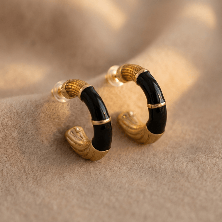 Fancy Jasmine 美拉德黑红珐琅复古耳钉 秋冬必备 点亮穿搭 日常通勤 每一眼都是高级感  【附赠Facny Jasmine高端抽拉悬浮首饰盒】1对 5