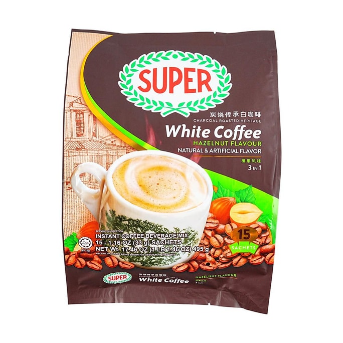 新加坡SUPER超級 炭燒白咖啡 15包入 495g