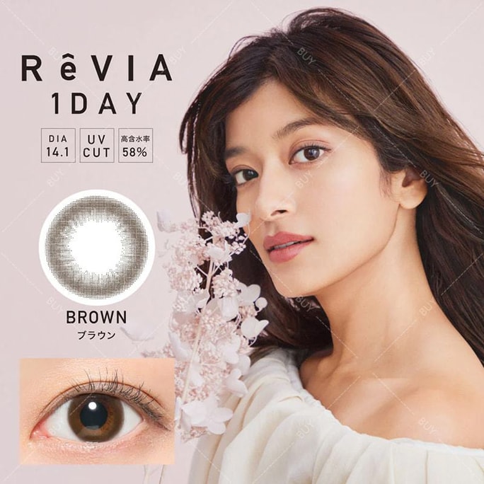 [일본 컬러 콘택트렌즈/일본 다이렉트 메일] 아무로 나미에 ReVIA 1DAY Circle Daily Disposable Color Contact Lenses BROWN 내츄럴 브라운 "브라운 시리즈" 10개입 처방 -1.25 (125) 예약 3~5일 DIA: 14.1mm | BC: 8.6mm