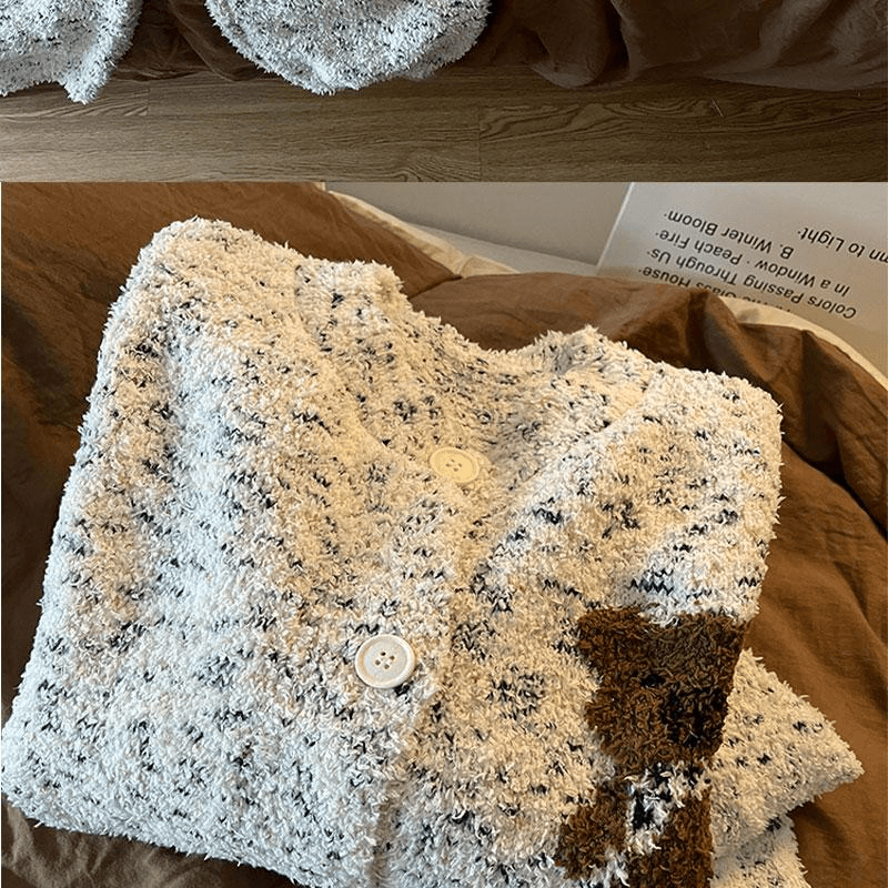 【中国直邮】 Lullabuy 雪绒小熊秋冬绒毛睡衣居家服 S码