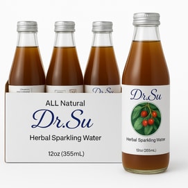 Dr. Su Herbal Sparkling Water 6x12 oz Goji Essence Beverage 100% All Natural No Additives No Preservatives  Made in USA