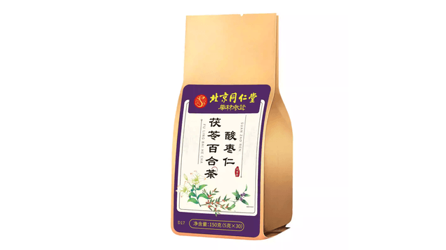 中国直邮】 北京同仁堂酸枣仁百合茯苓茶睡眠质量差安神助眠茶5克30包*1